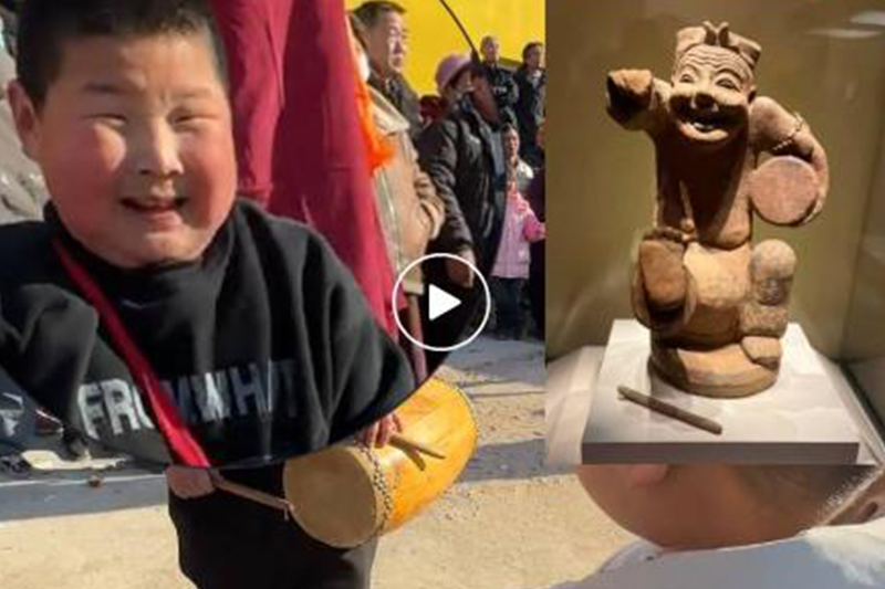 当“击鼓说唱俑”遇上保定“老式小孩”→